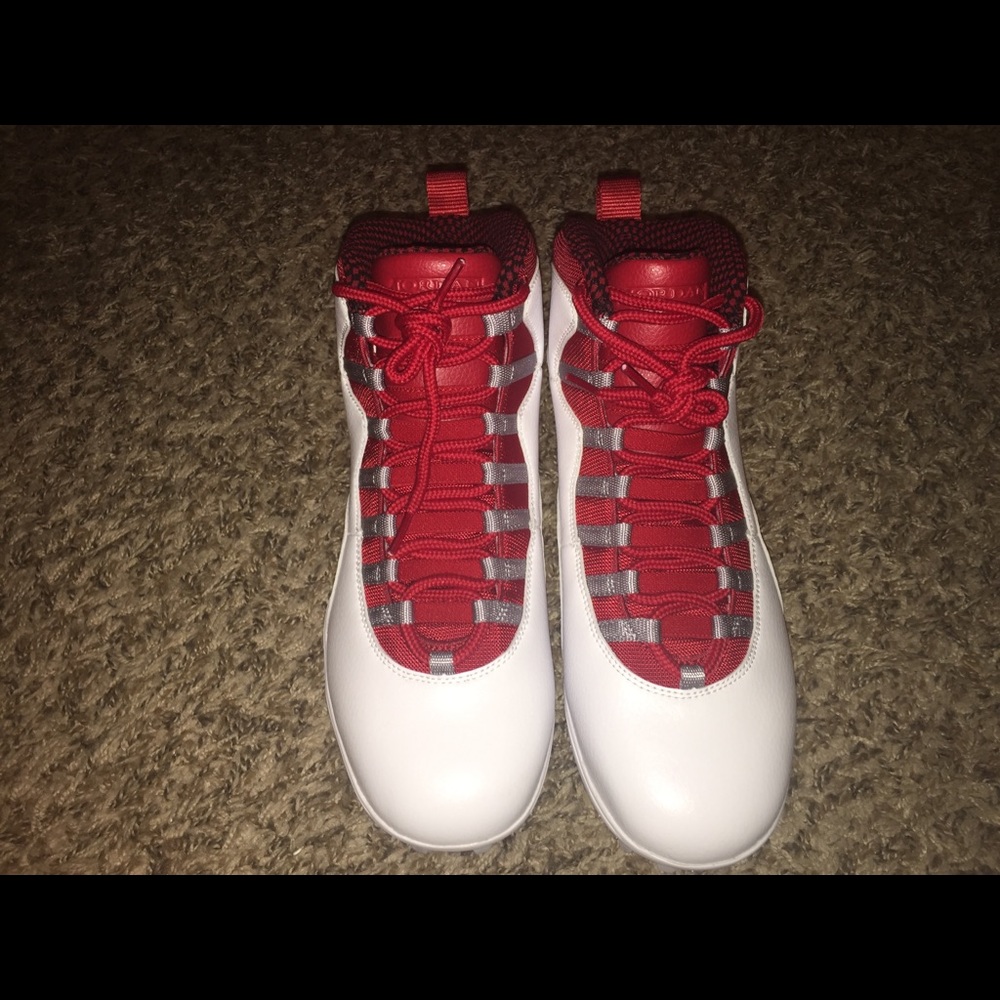 Air Jordan 10 TD Mid Football Cleats White/Red